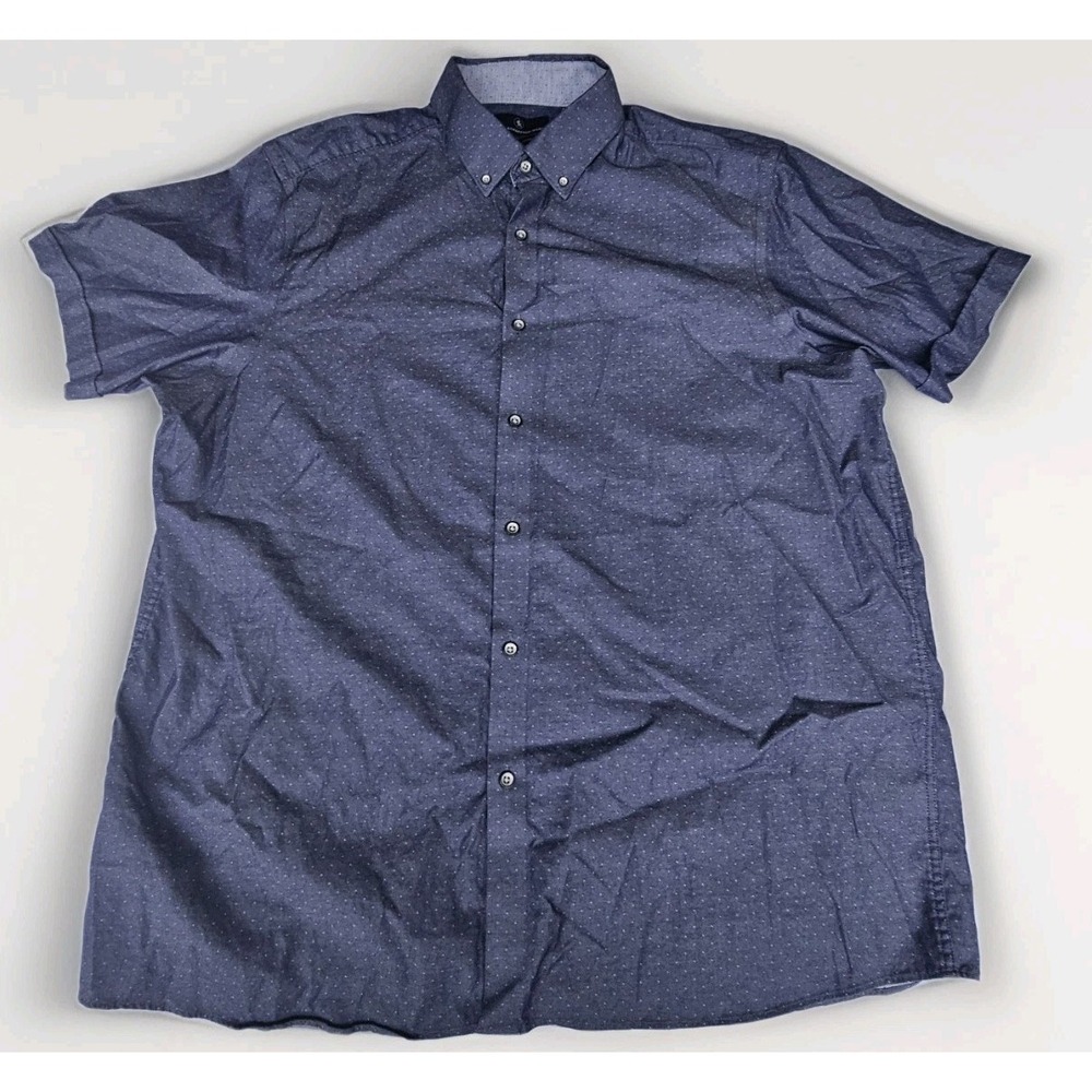 Hart Schaffner Marx Comfort Stretch Shirt Mens Size XL Cuffed Short Sleeves Blue